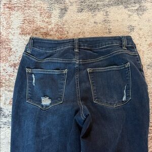 Maurices Dark Blue Distressed Back Pocket Jeggings